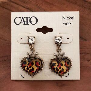 Cato | Leopard Heart Dangle Earrings | 1.5” Drop